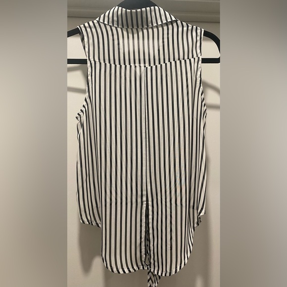 Foreign Exchange FE Sheer White & Black Vertical Stripe Crop Tank Top Blouse - M - Picture 13 of 17